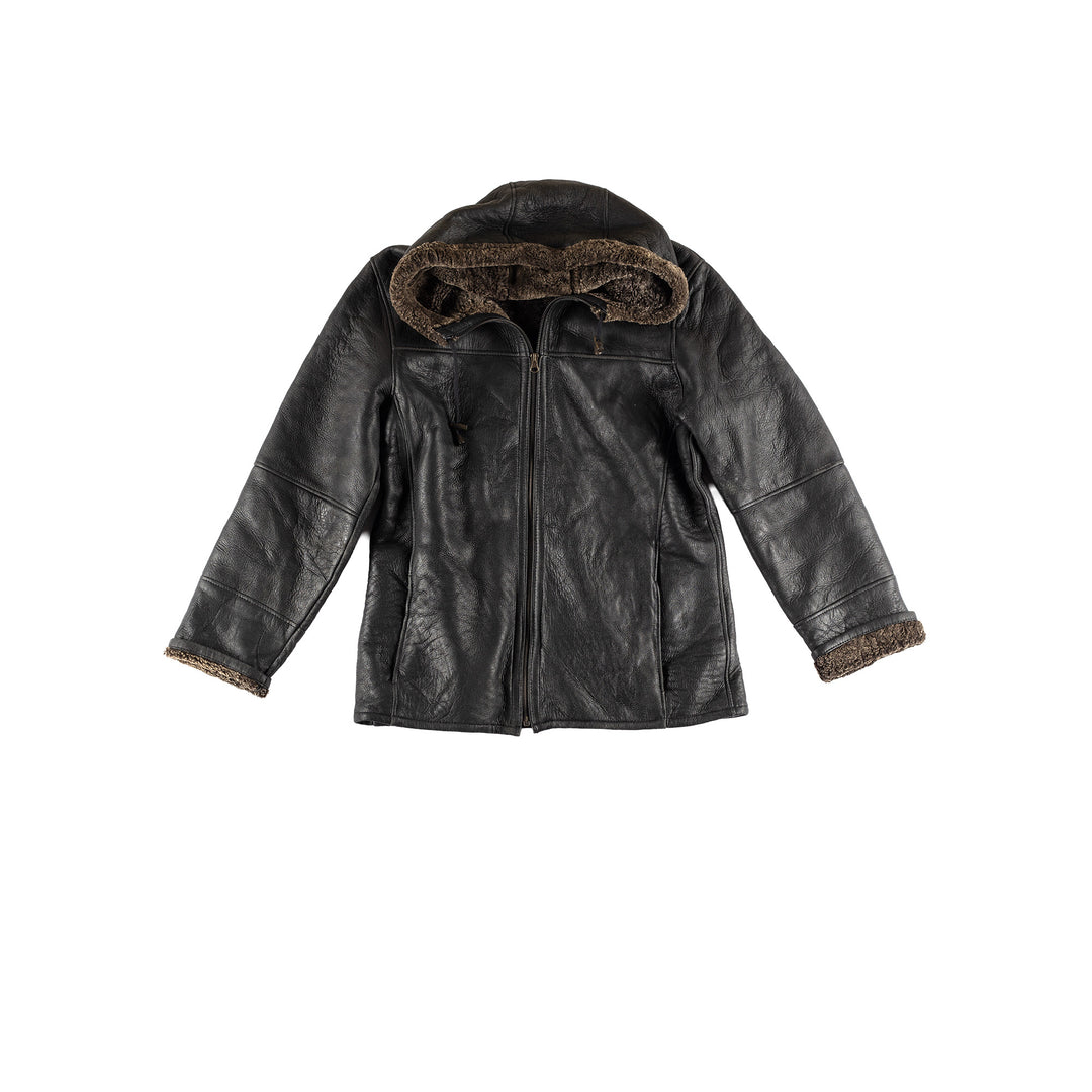 Vintage 80's Men Sheepskin Jacket in BlackVN463