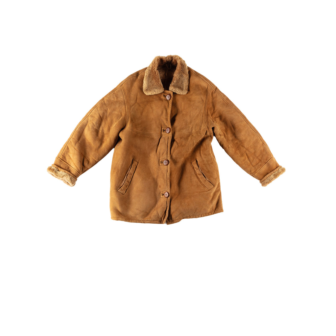 Vintage 80's Women Sheepskin Coat in BrownMN599