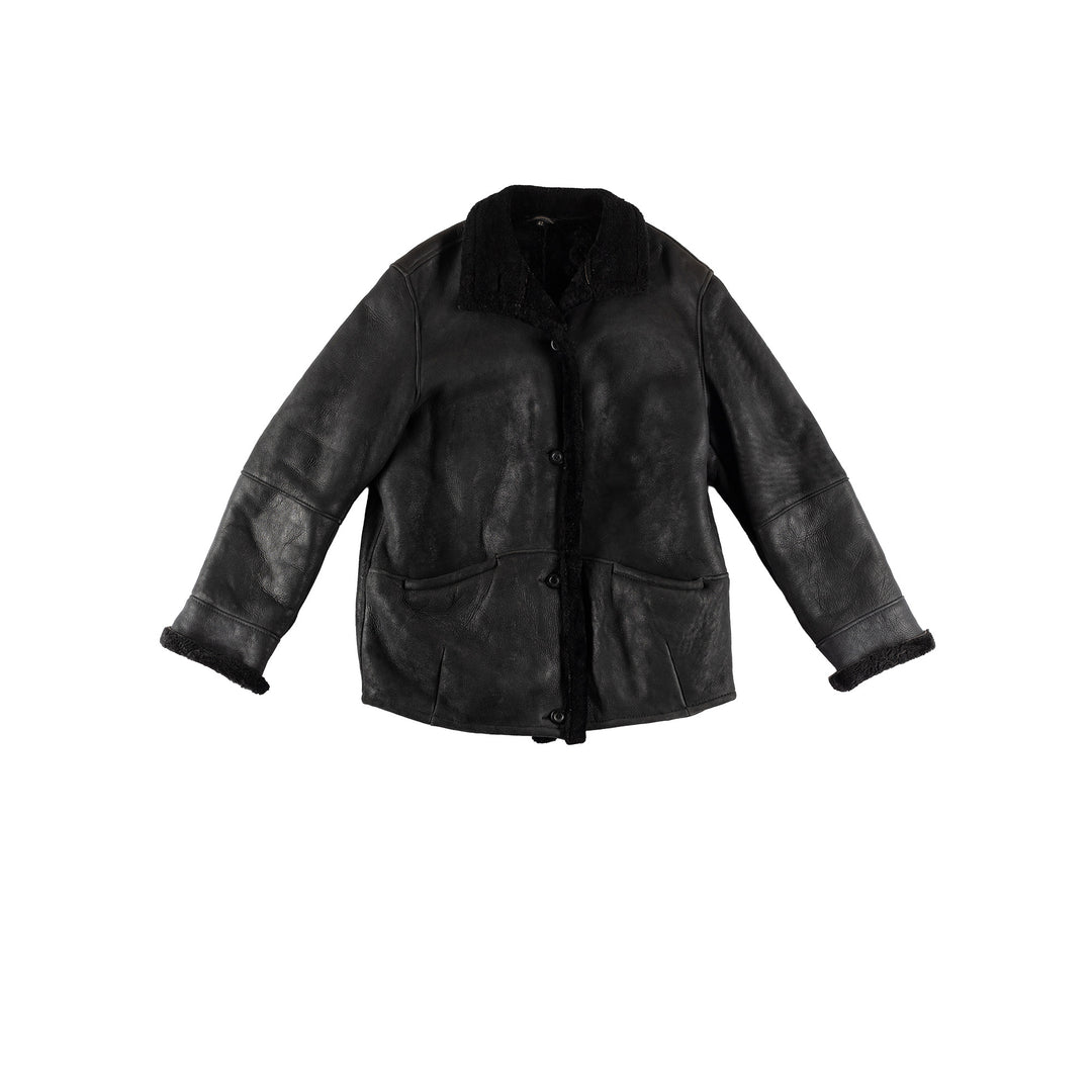 Vintage 80's Women Sheepskin Coat in BlackMN493