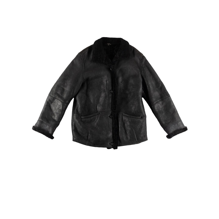 Vintage 80's Women Sheepskin Coat in BlackMN493