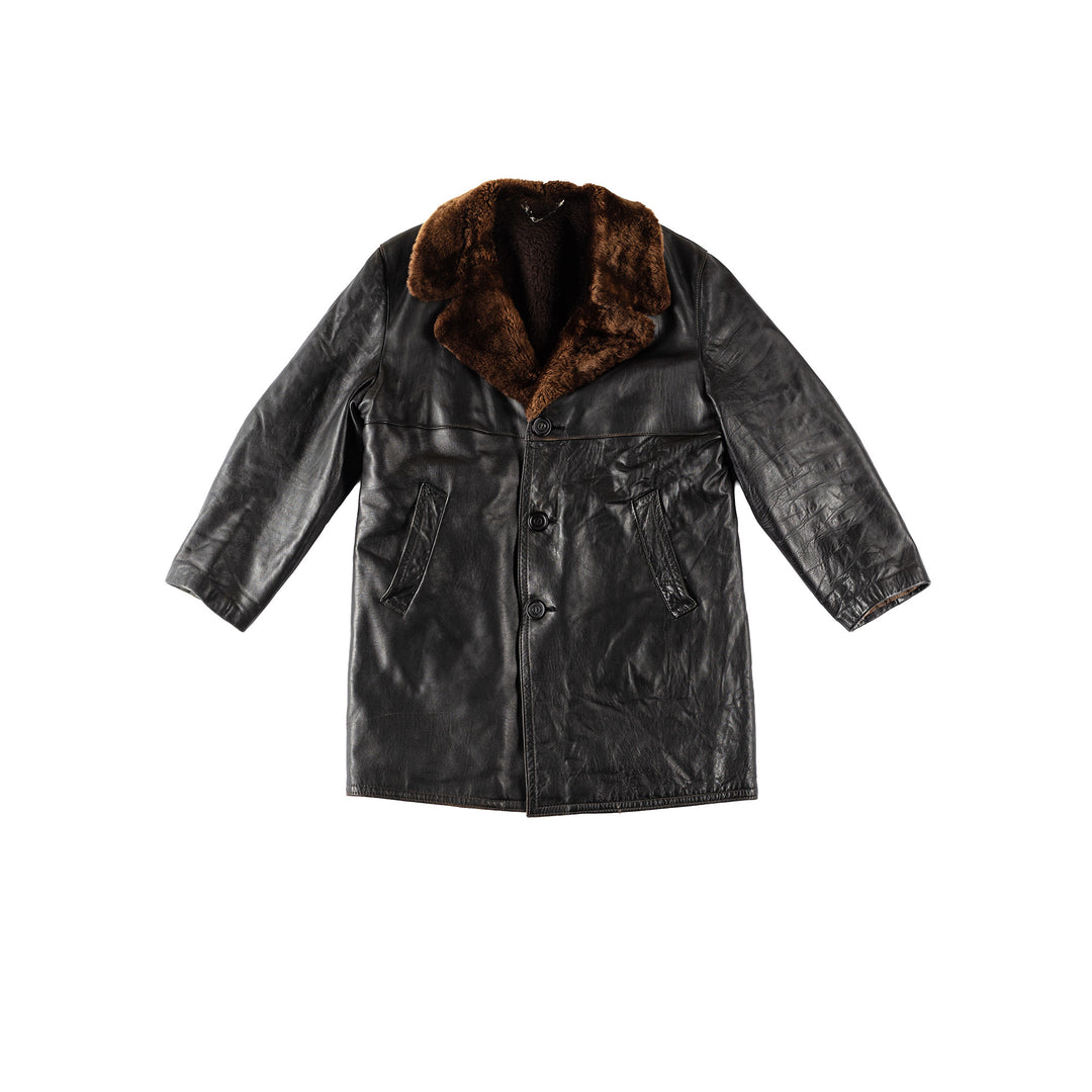 Vintage 80's Men Leather Coat in BlackVN360