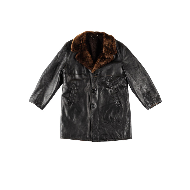 Vintage 80's Men Leather Coat in BlackVN360