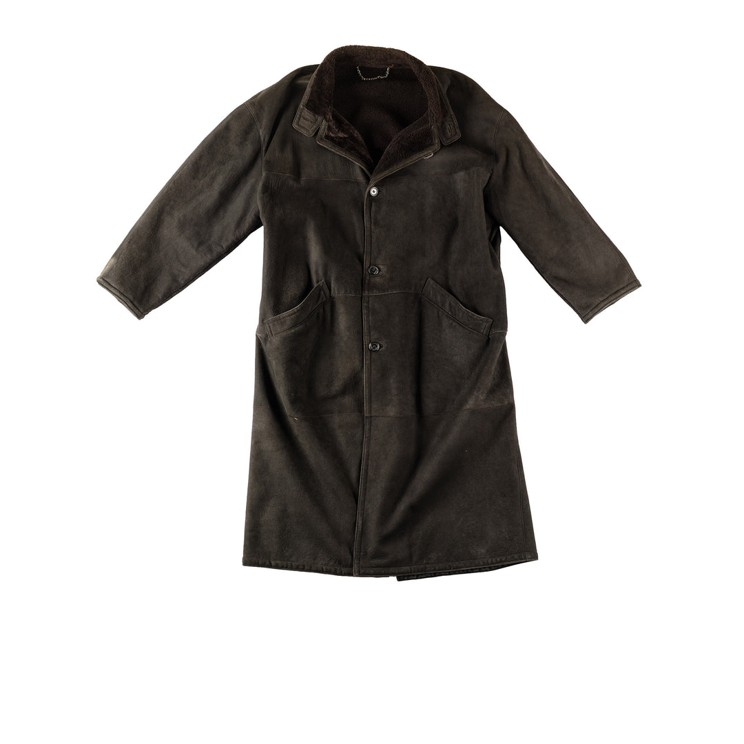 Vintage 80's Men Sheepskin Coat in KhakiVN312