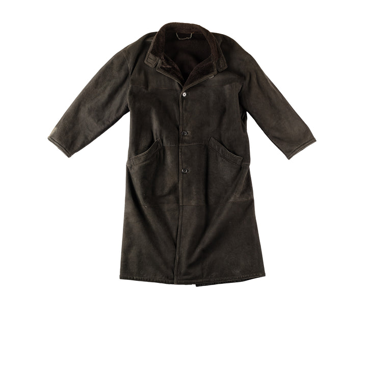 Vintage 80's Men Sheepskin Coat in KhakiVN312