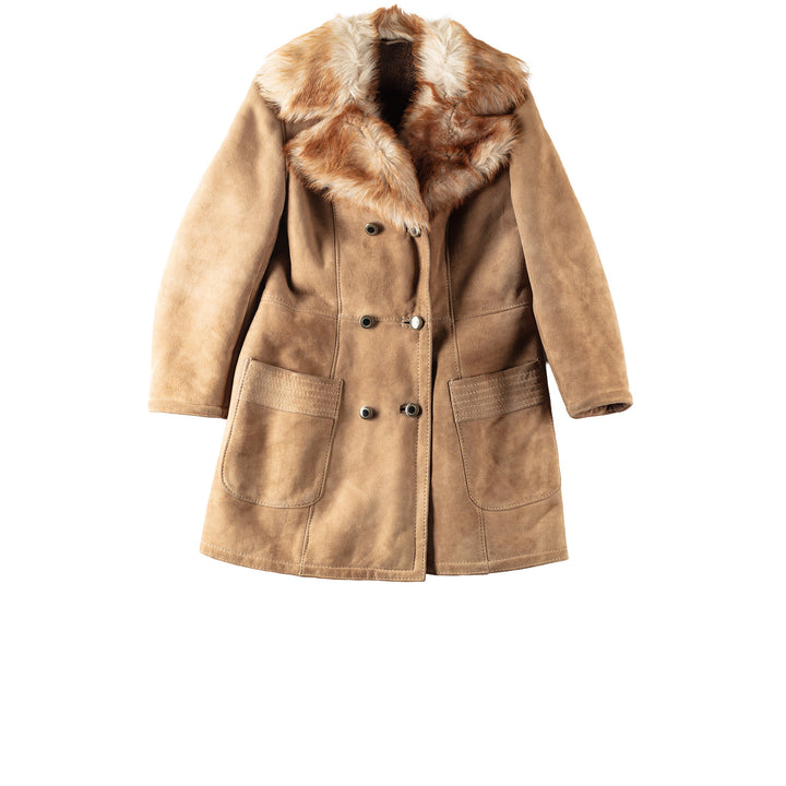 Vintage 70's Women Sheepskin Penny Lane Coat in Beige