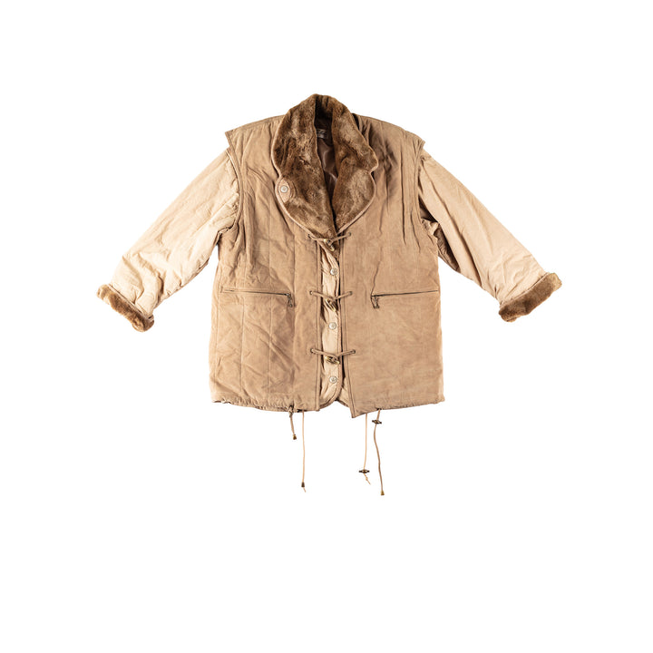 Vintage 90's Women Suede Jacket in BeigeMN361