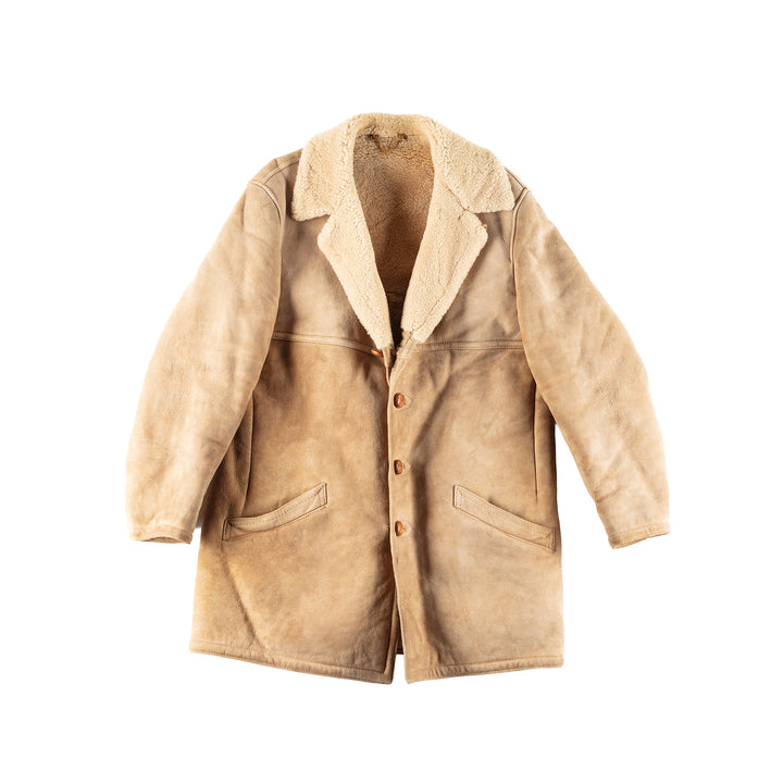Vintage 70's Men Sheepskin Coat in Beige