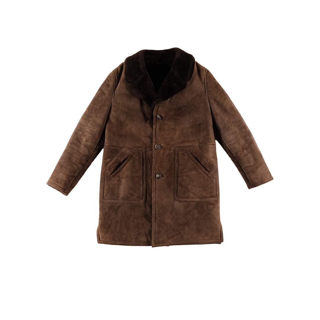 Vintage 70's Men Sheepskin Coat in BrownVN747