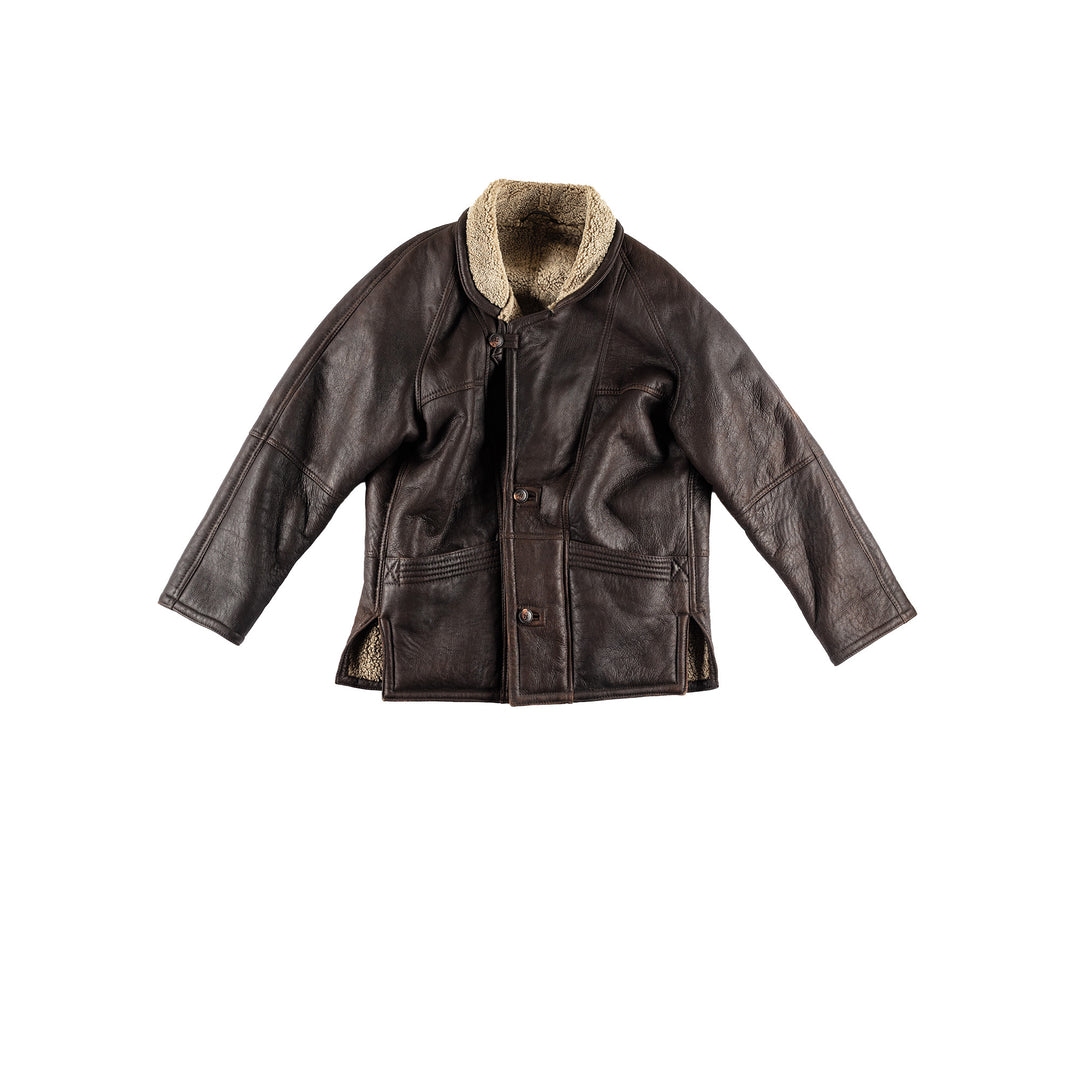Vintage 80's Men Sheepskin Coat in BrownVN443