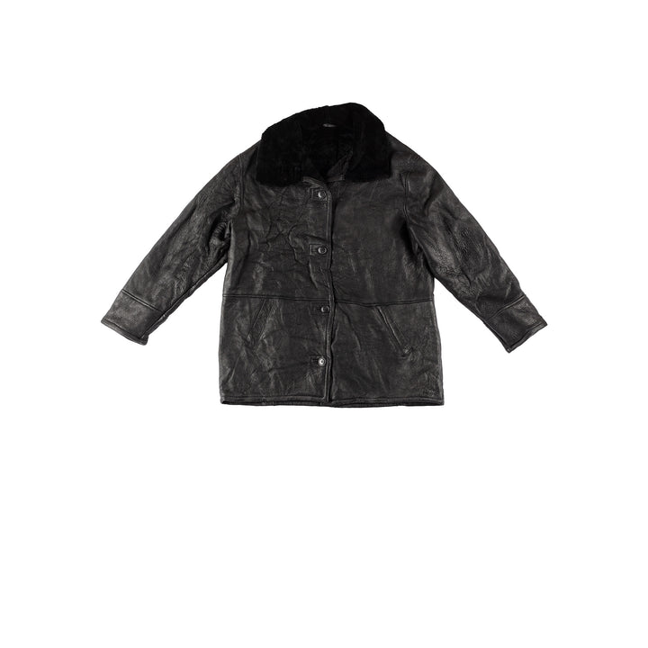 Vintage 80's Men Sheepskin Coat in BlackVN664