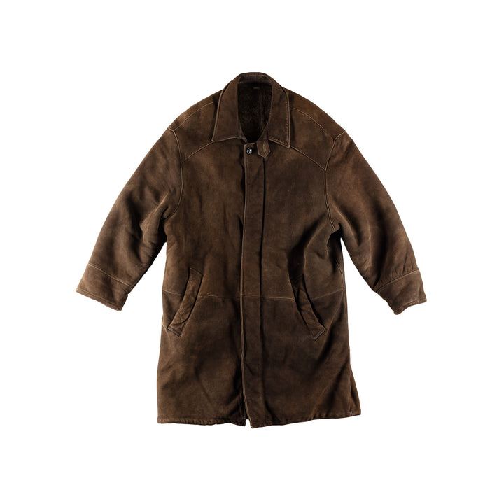 Vintage 80's Men Sheepskin Coat in BrownVN754