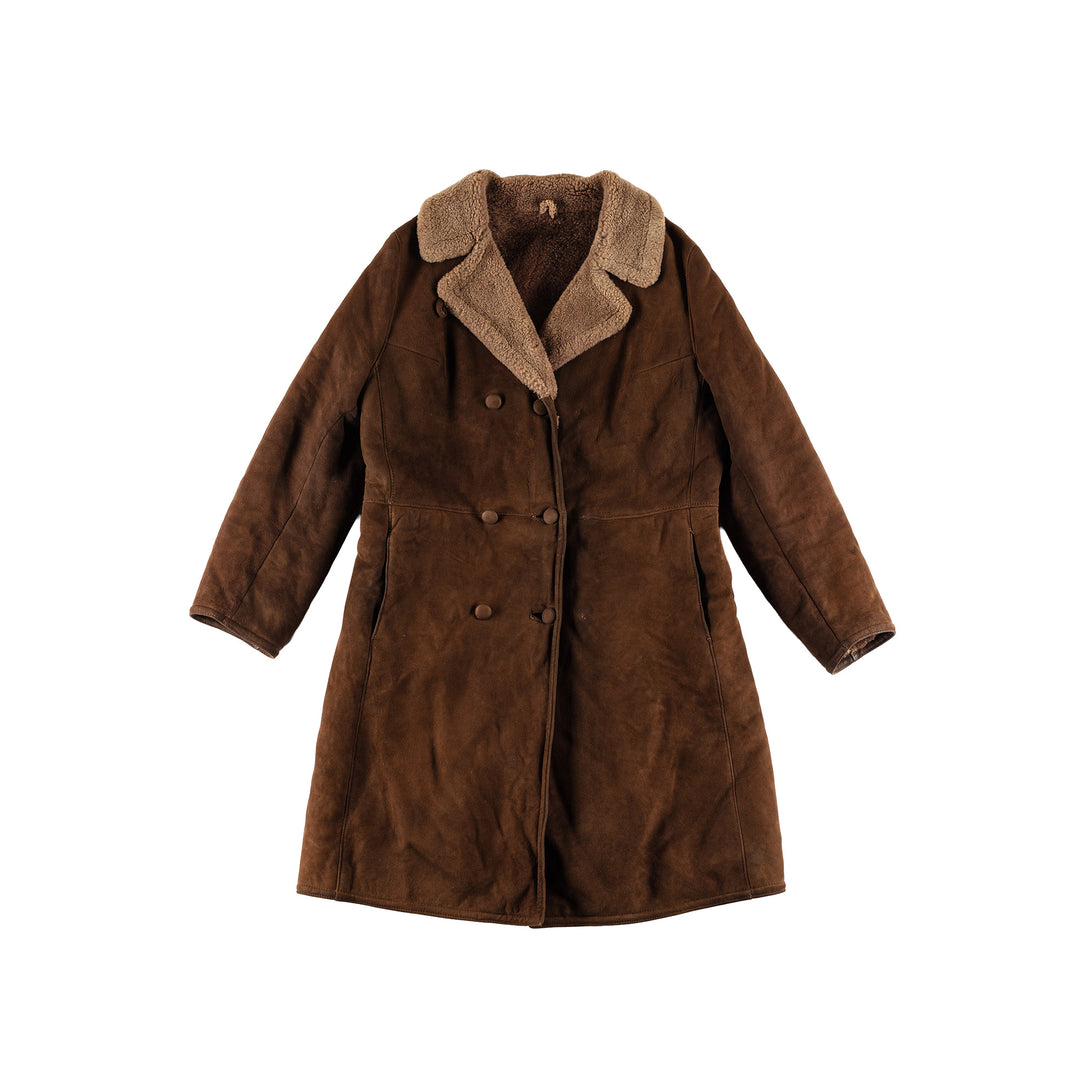 Vintage 80's Women Sheepskin Coat in BrownMN481
