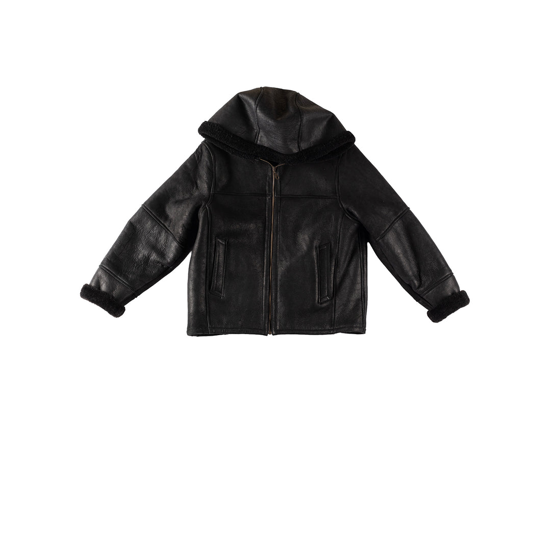 Vintage 80's Women Sheepskin Coat in BlackMN351