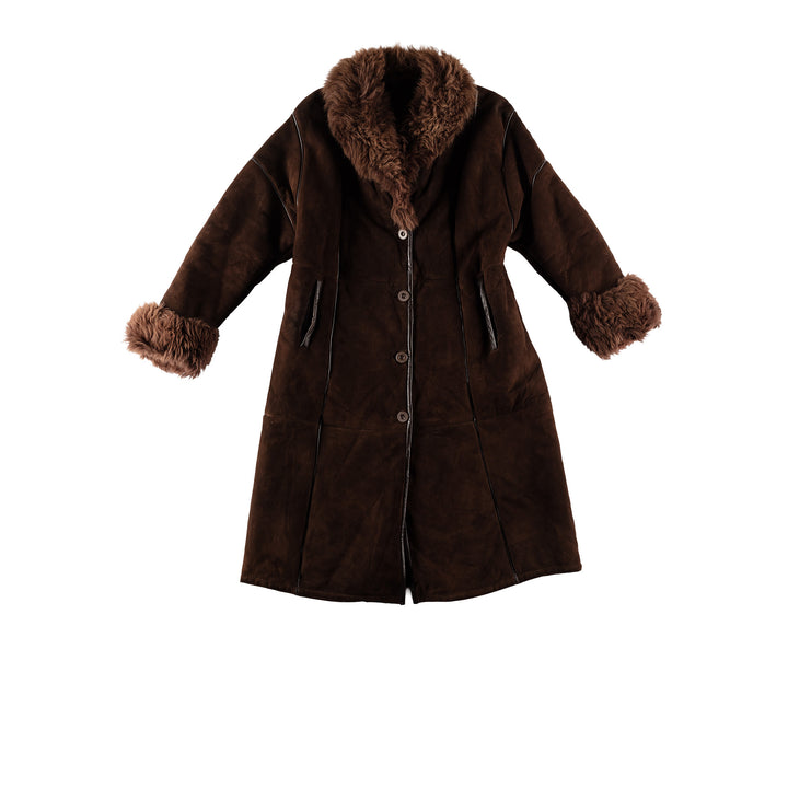 Vintage 70's Women Sheepskin Coat in BrownMN684