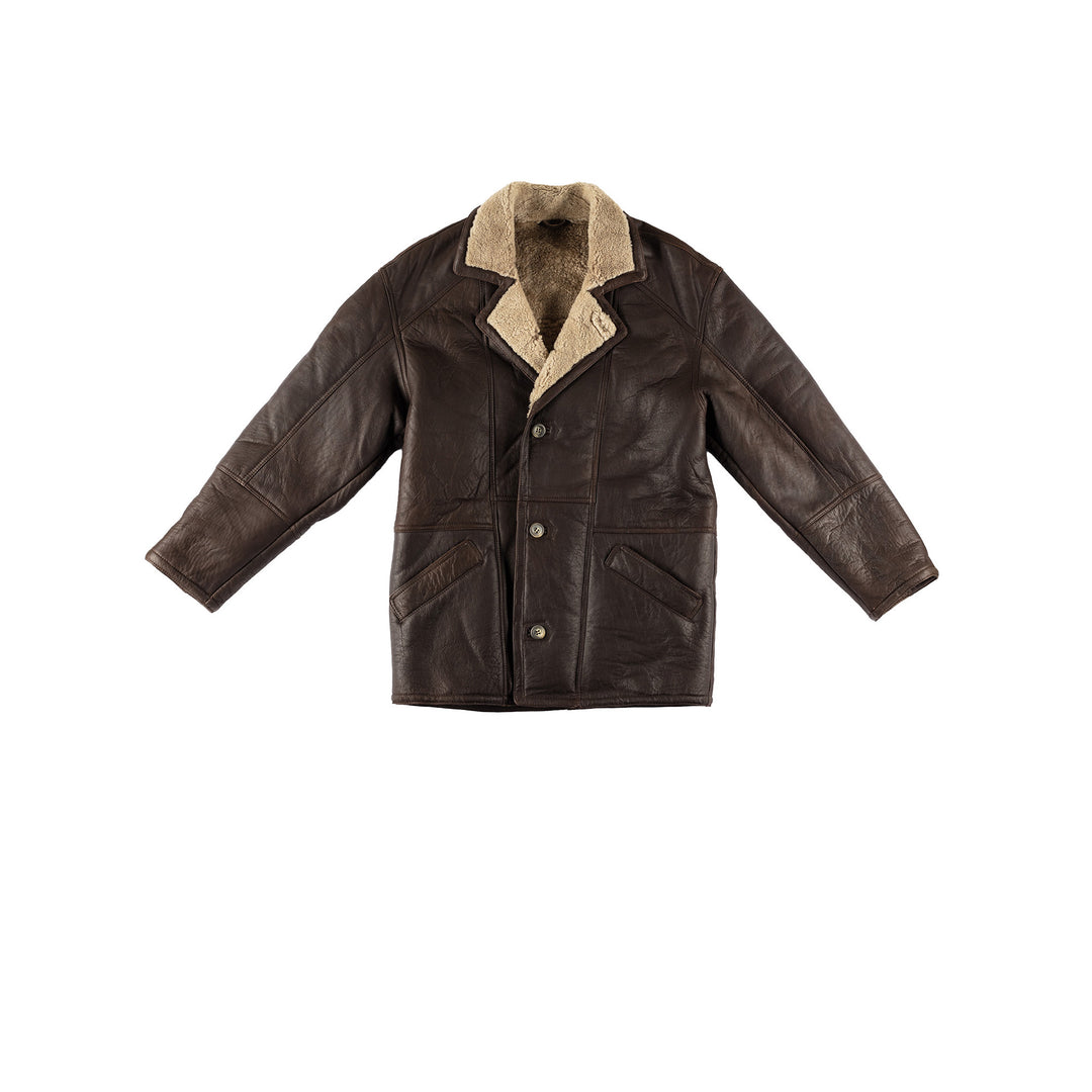 Vintage 80's Men Sheepskin Coat in BrownVN577