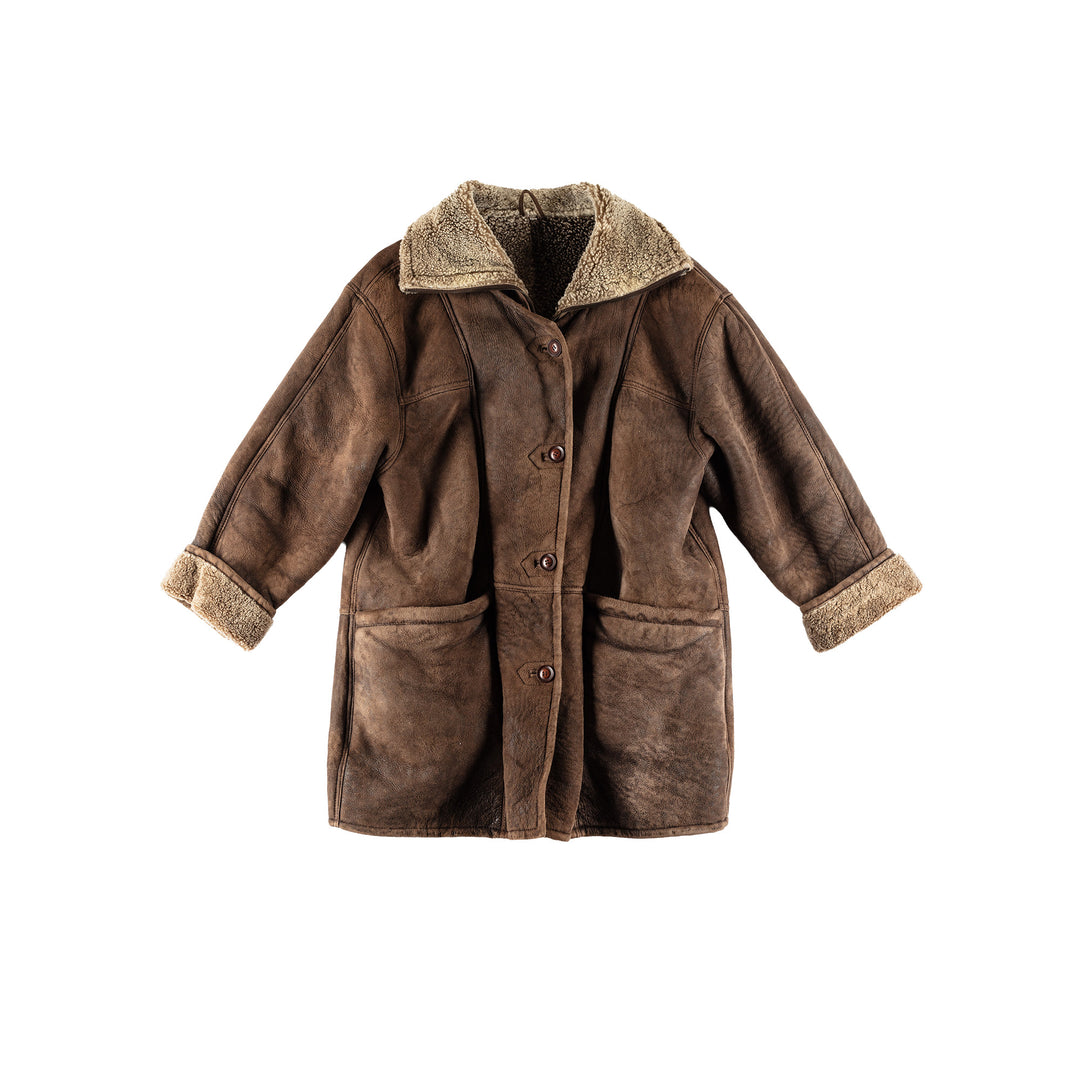 Vintage 80's Women Sheepskin Coat in BrownMN488