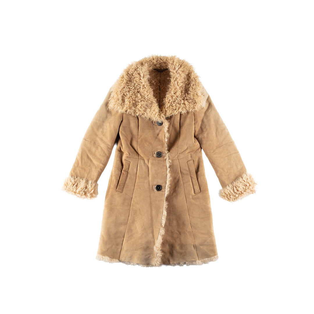 Vintage 70's Women Sheepskin Coat in BeigeMN628