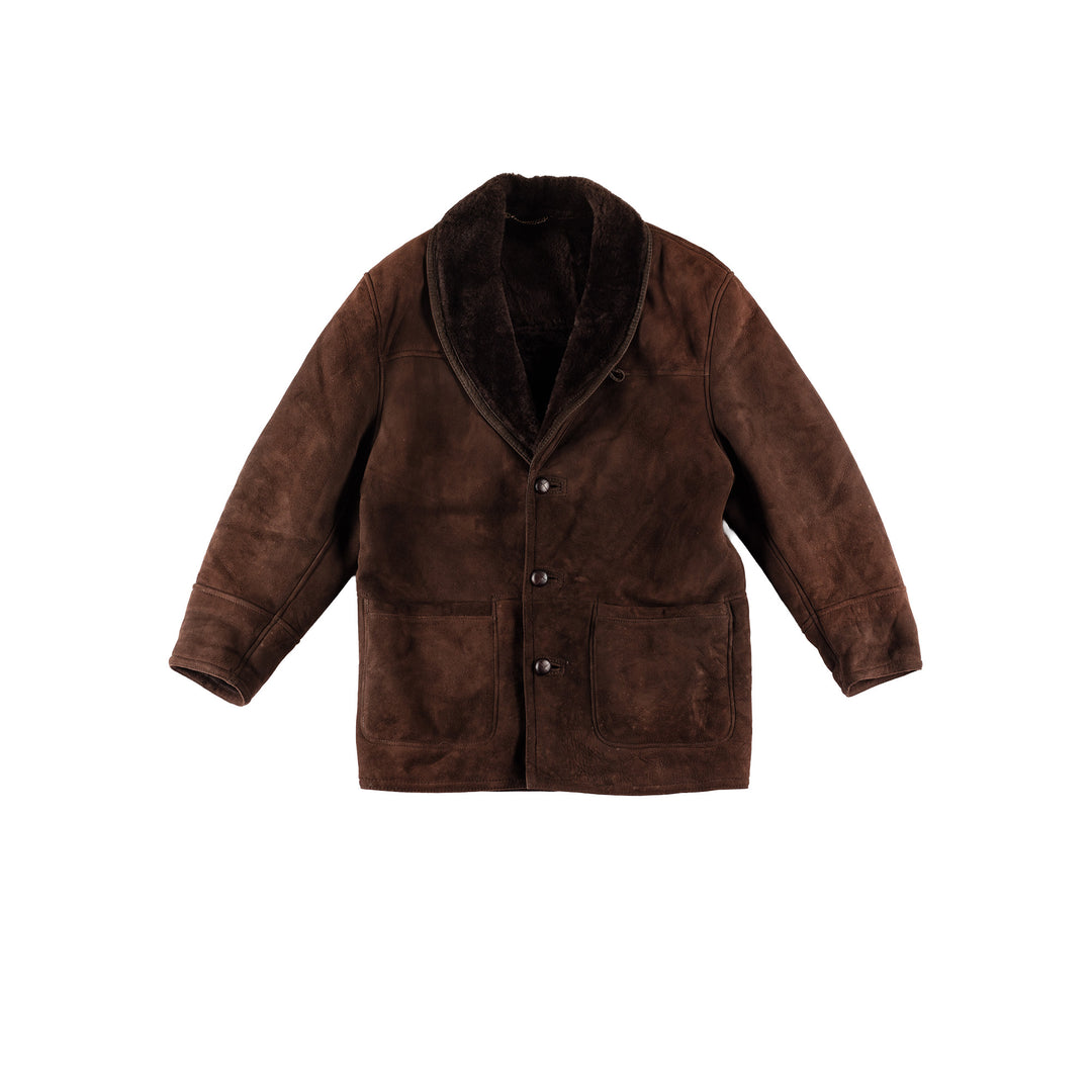 Vintage 80's Men Sheepskin Coat in BrownVN734