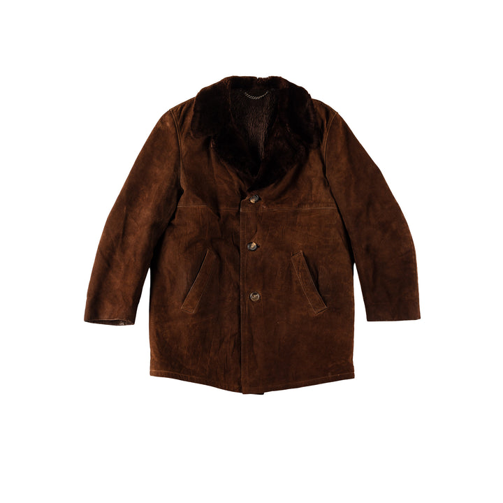 Vintage 70's Men Faux Sheepskin Coat in BrownVN542