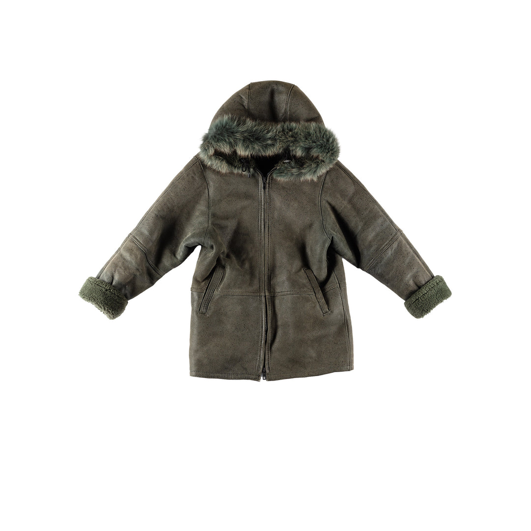 Vintage 70's Women Sheepskin Coat in GreenMN727