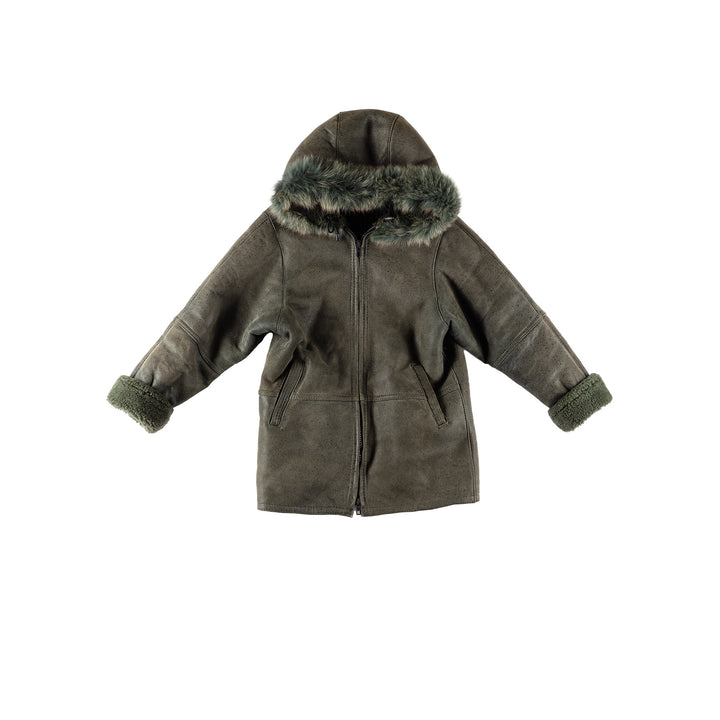 Vintage 70's Women Sheepskin Coat in GreenMN727