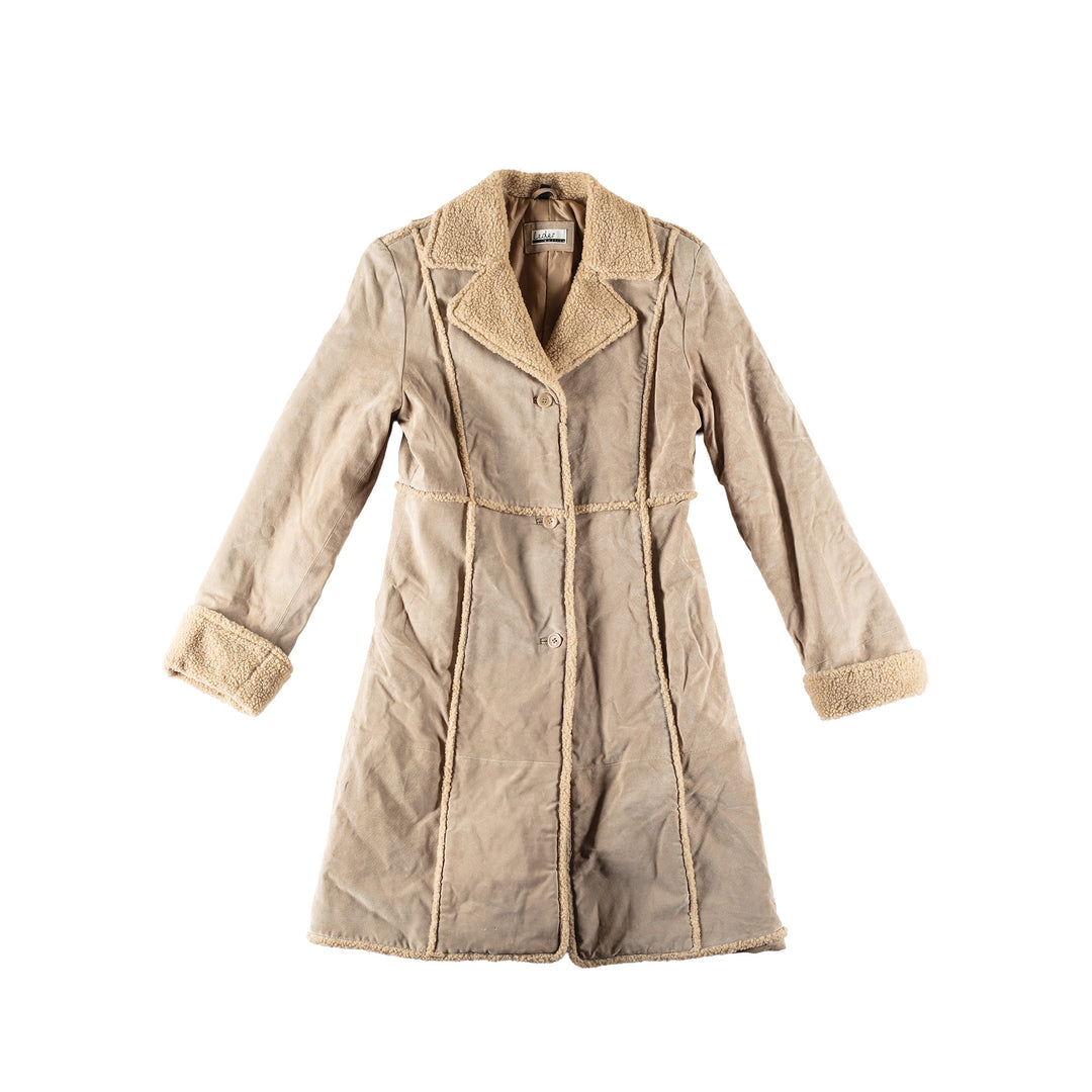 Vintage 70's Women Suede Coat in BeigeMN694
