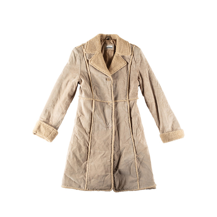 Vintage 70's Women Suede Coat in BeigeMN694