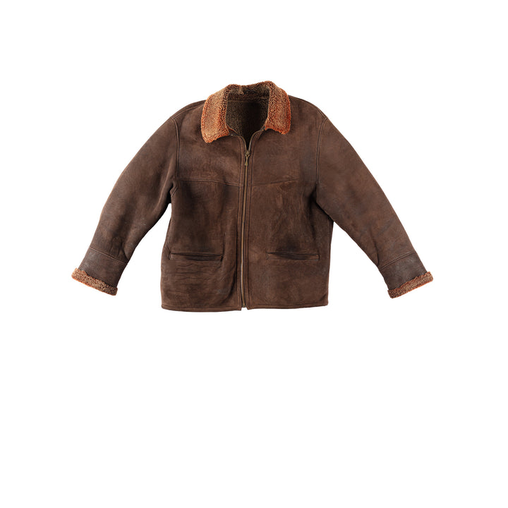 Vintage 80's Women Sheepskin Jacket in BrownMN266