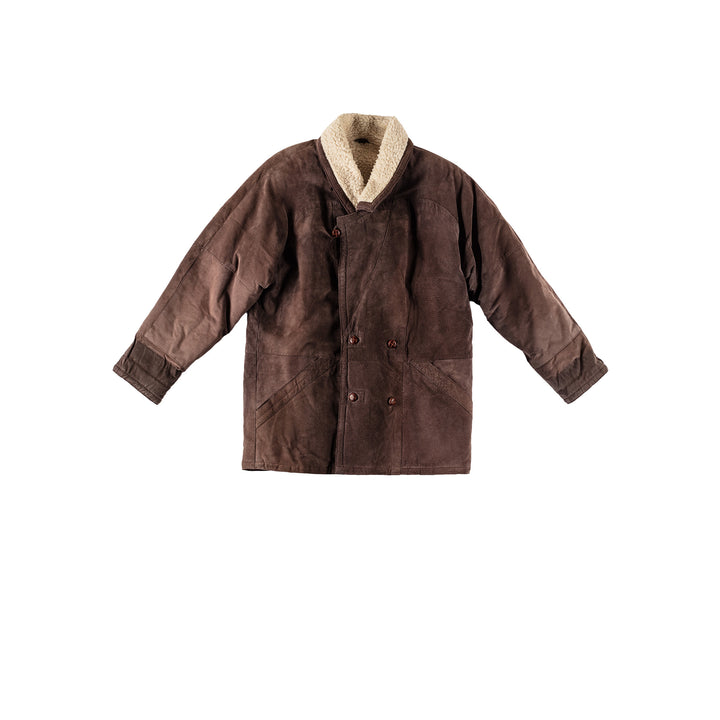 Vintage 80's Men Sheepskin Coat in BrownVN552