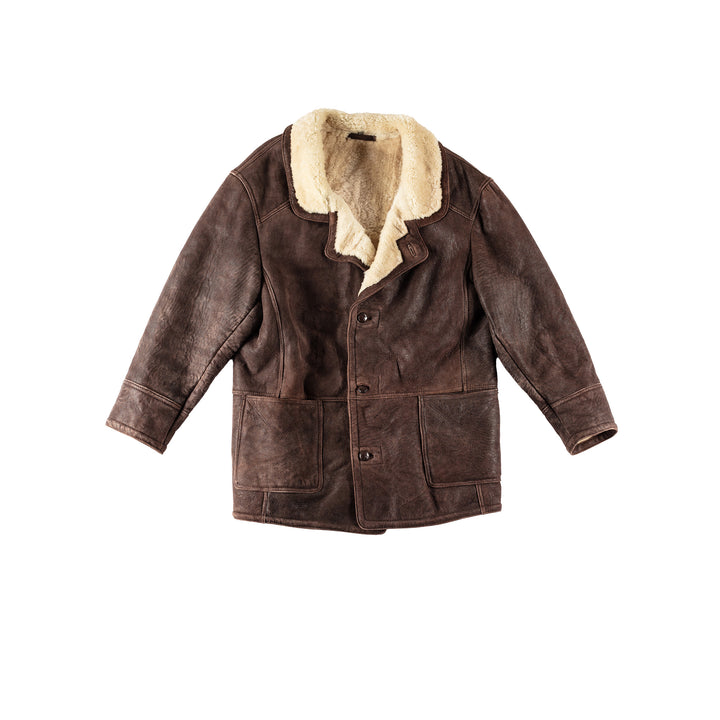 Vintage Men Sheepskin Coat in BrownVN509