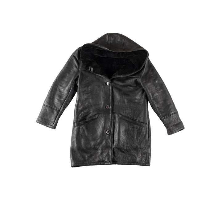 Vintage 80's Women Sheepskin Coat in BlackMN321