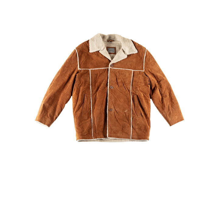 Vintage 80's Men Faux Sheepskin Coat in BrownVN736