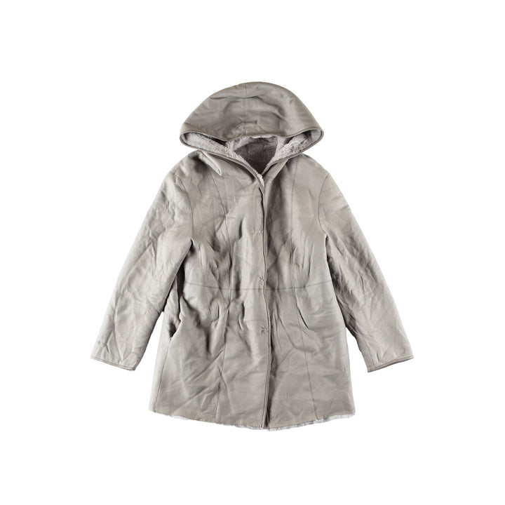 Vintage 70's Women Sheepskin Coat in GrayMN690