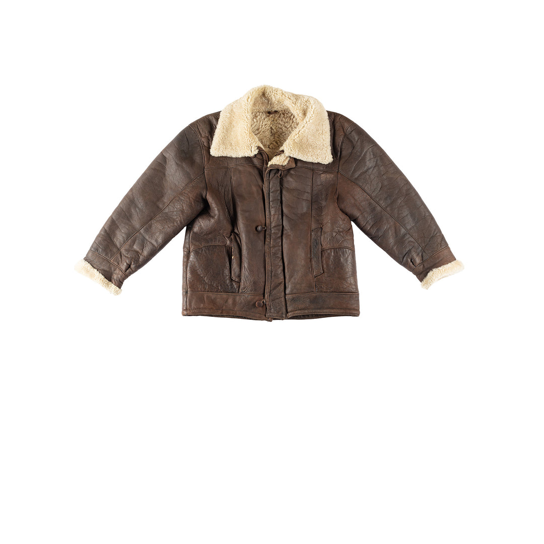Vintage 80's Men Sheepskin Jacket in BrownVN269