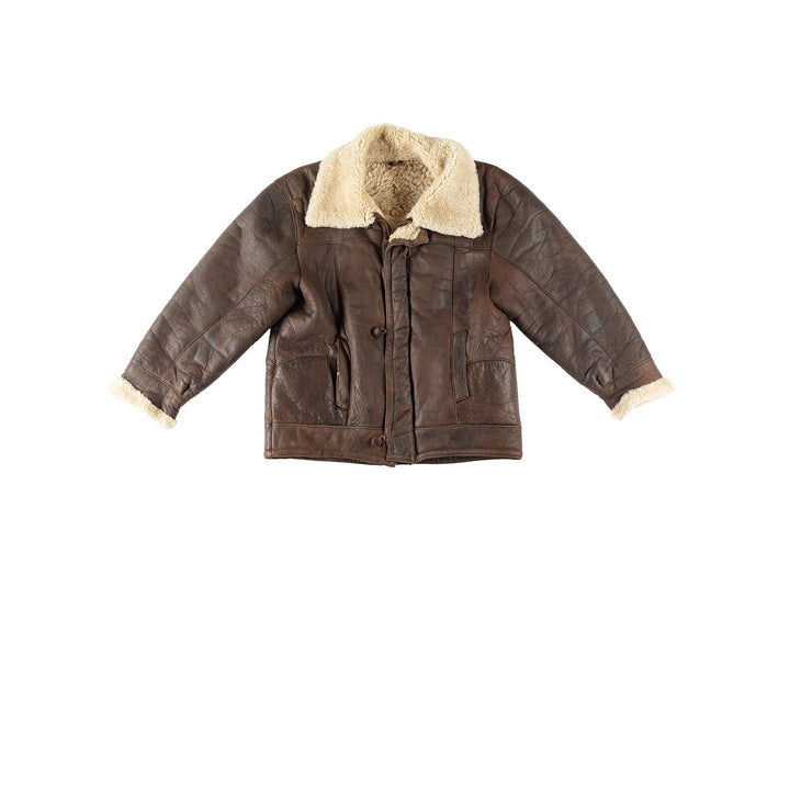 Vintage 80's Men Sheepskin Jacket in BrownVN269