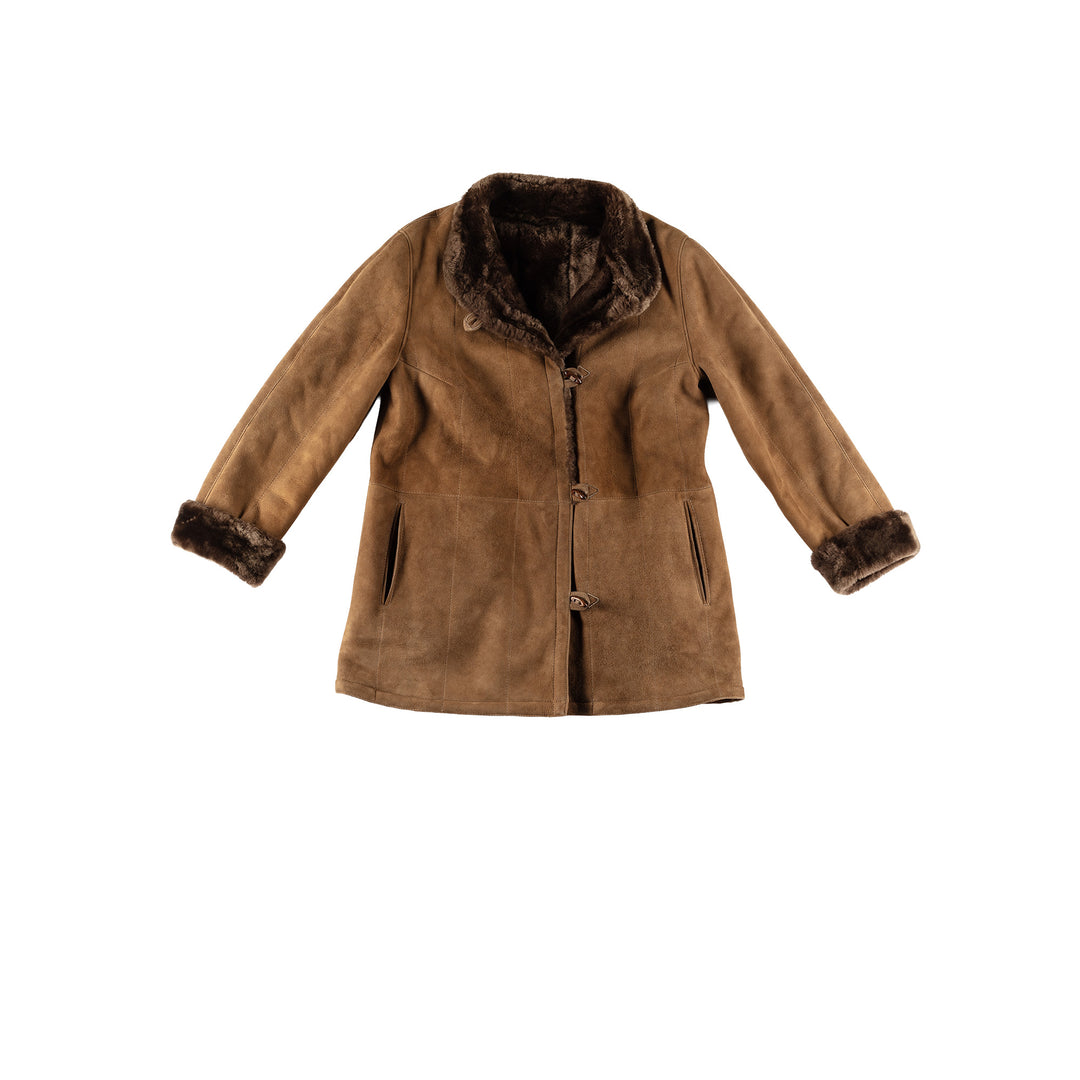 Vintage 80's Women Sheepskin Coat in BrownMN627
