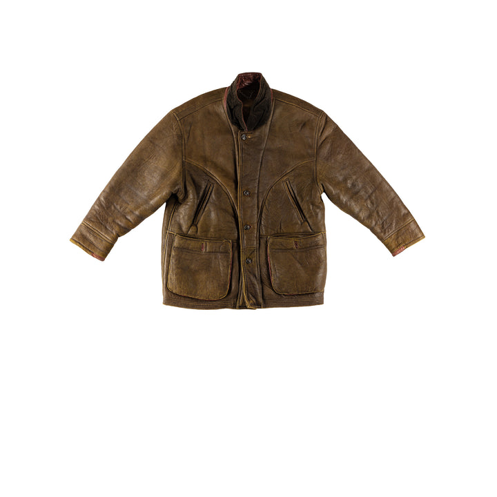 Vintage 80's Men Sheepskin Coat in GreenVN695