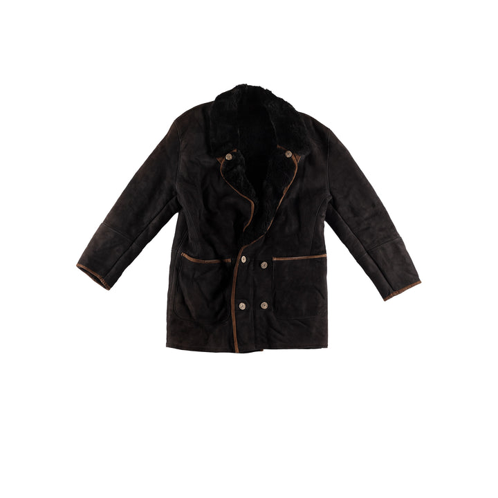 Vintage 80's Men Sheepskin Coat in BlackVN461