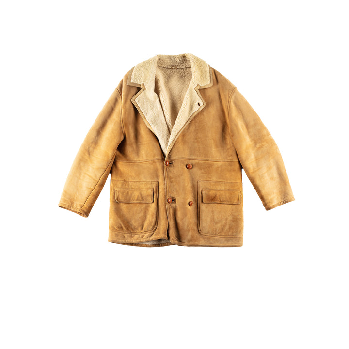Vintage 70's Men Sheepskin Coat in BrownVN772