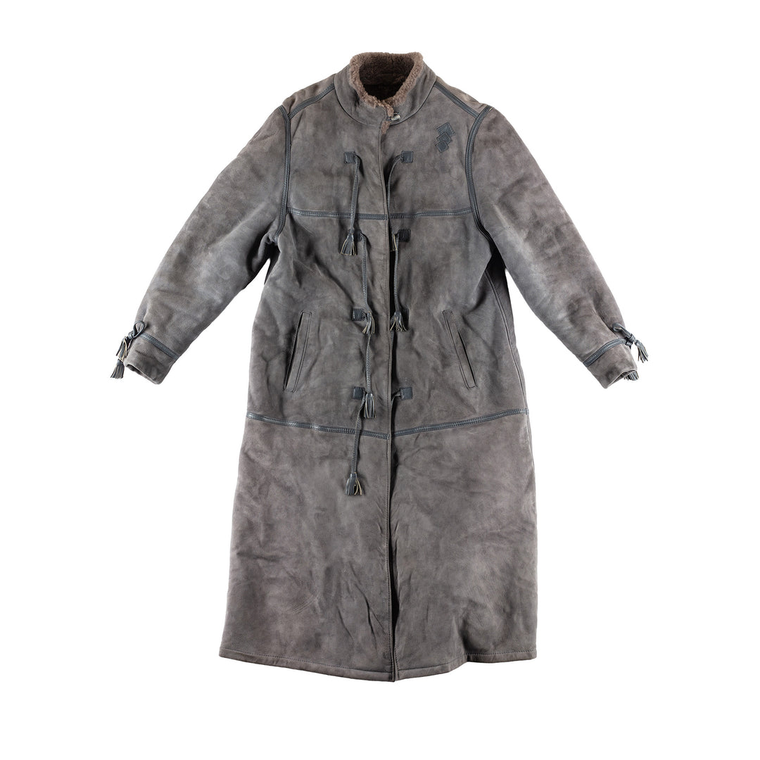 Vintage 80's Women Sheepskin Coat in GrayMN507