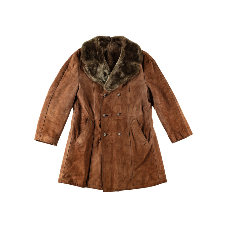 Vintage 70's Men Faux Sheepskin Coat in BrownMN547