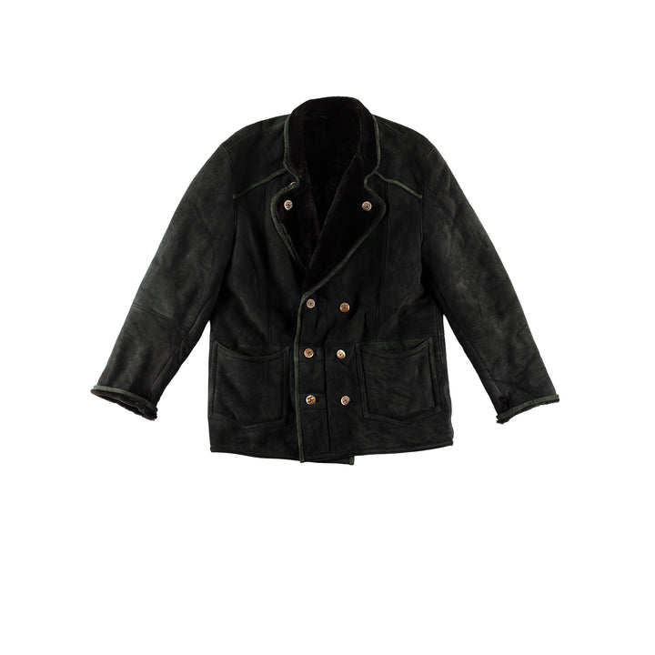 Vintage 80's Men Sheepskin Coat in GreenVN776
