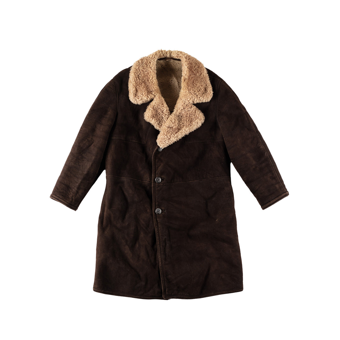 Vintage 80's Men Sheepskin Coat in BrownVN418