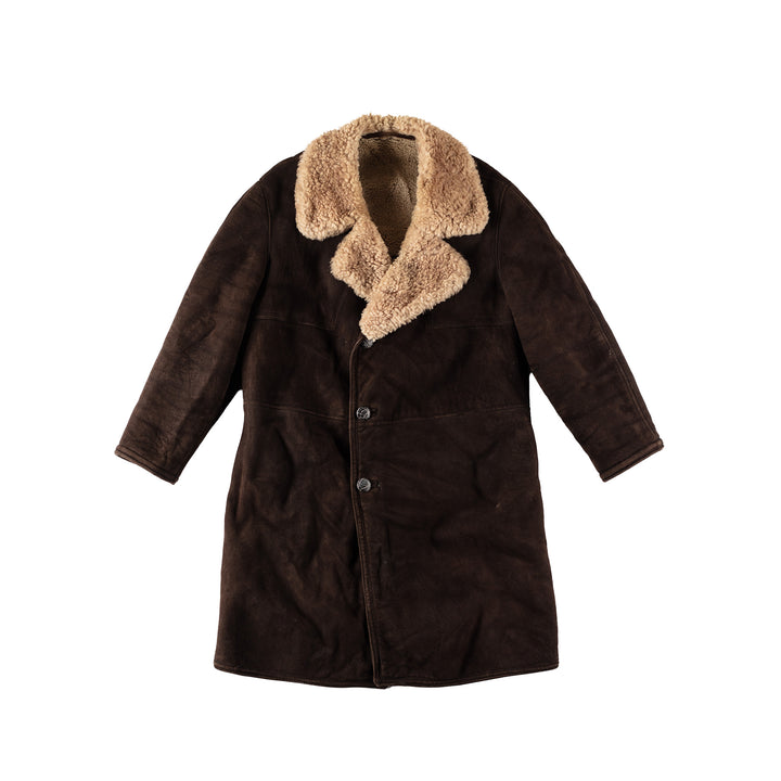 Vintage 80's Men Sheepskin Coat in BrownVN418