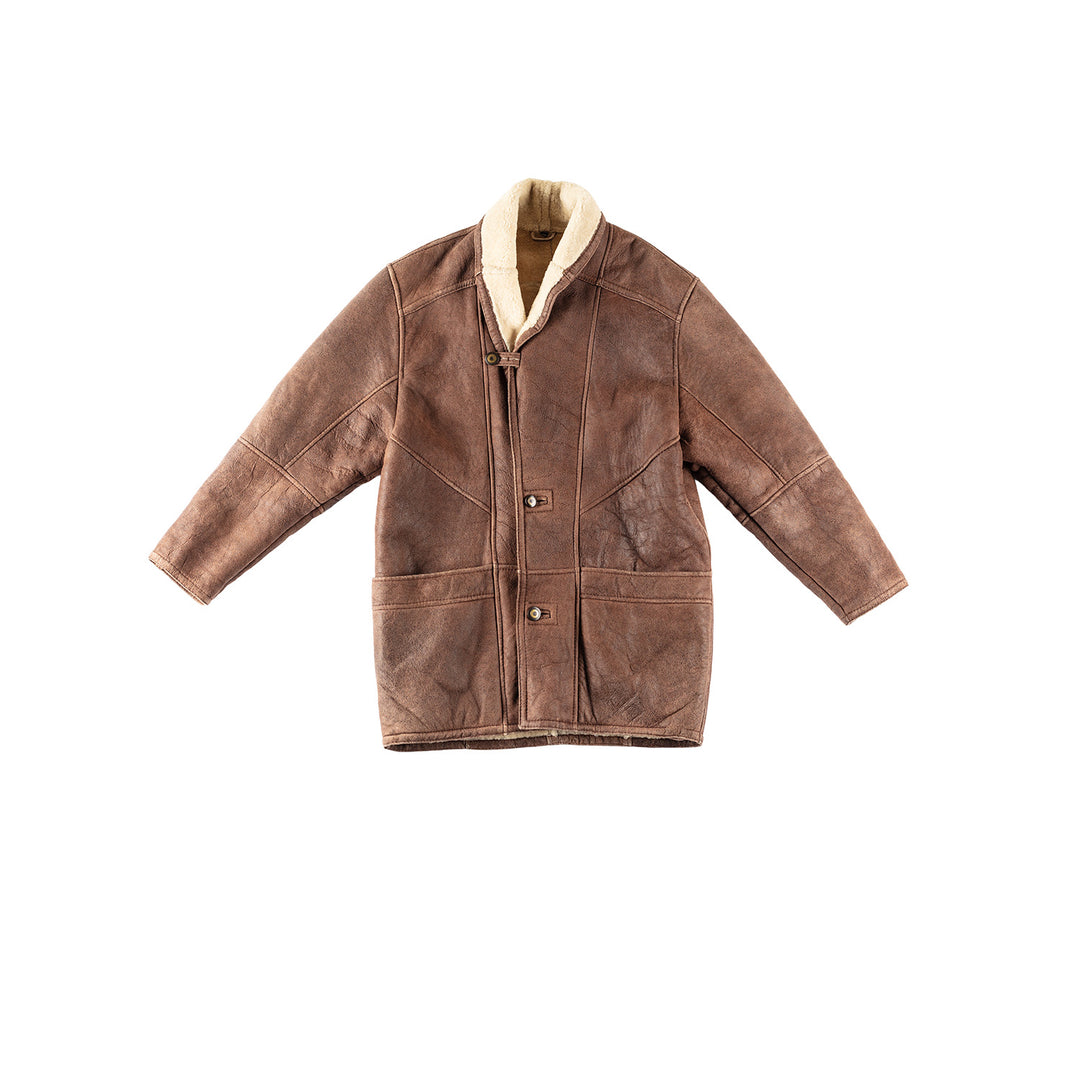 Vintage 80's Men Sheepskin Coat in BrownVN322