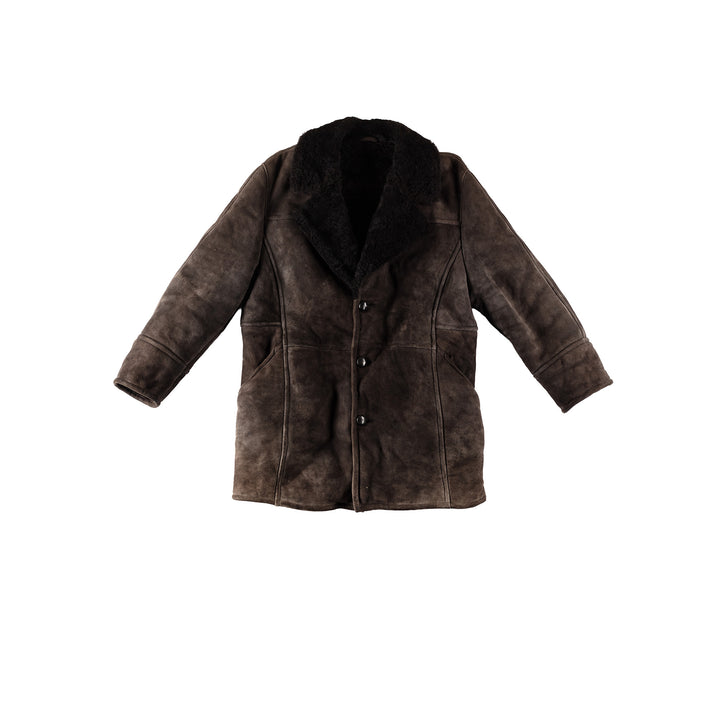 Vintage 80's Men Sheepskin Coat in GrayVN420