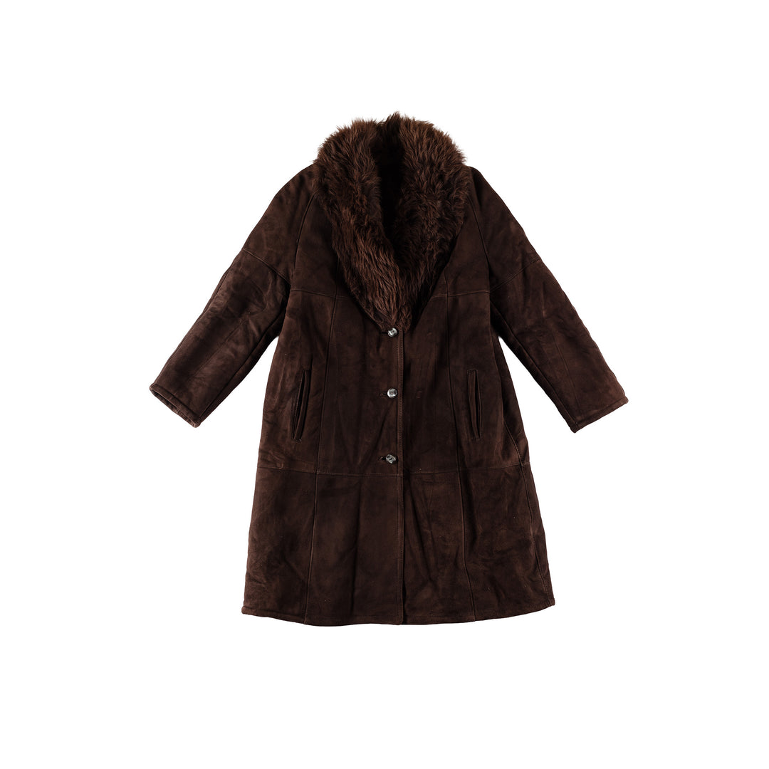 Vintage 80's Women Sheepskin Coat in BrownMN731