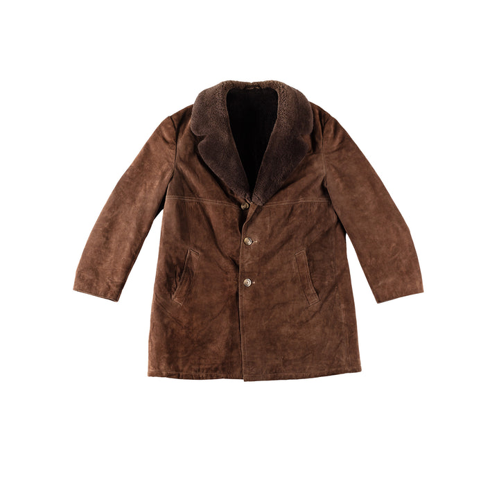 Vintage 80's Men Faux Sheepskin Coat in BrownVN371