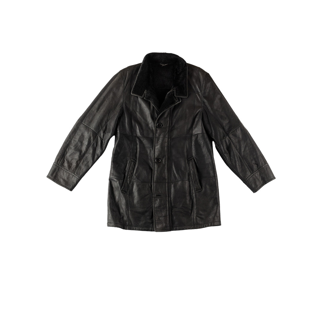 Vintage 80's Men Sheepskin Coat in BlackVN519