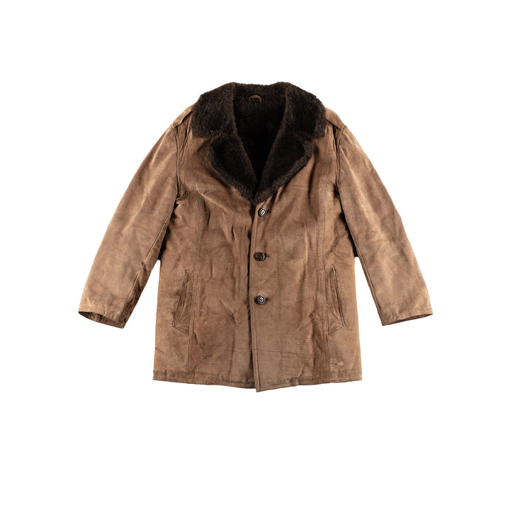 Vintage 70's Men Faux Sheepskin Coat in BrownVN439